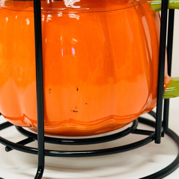 Stackable Smiling Pumpkin Jack-o-lantern Mugs Cups Set of 4 Halloween Mug FLAW - Picture 3 of 3